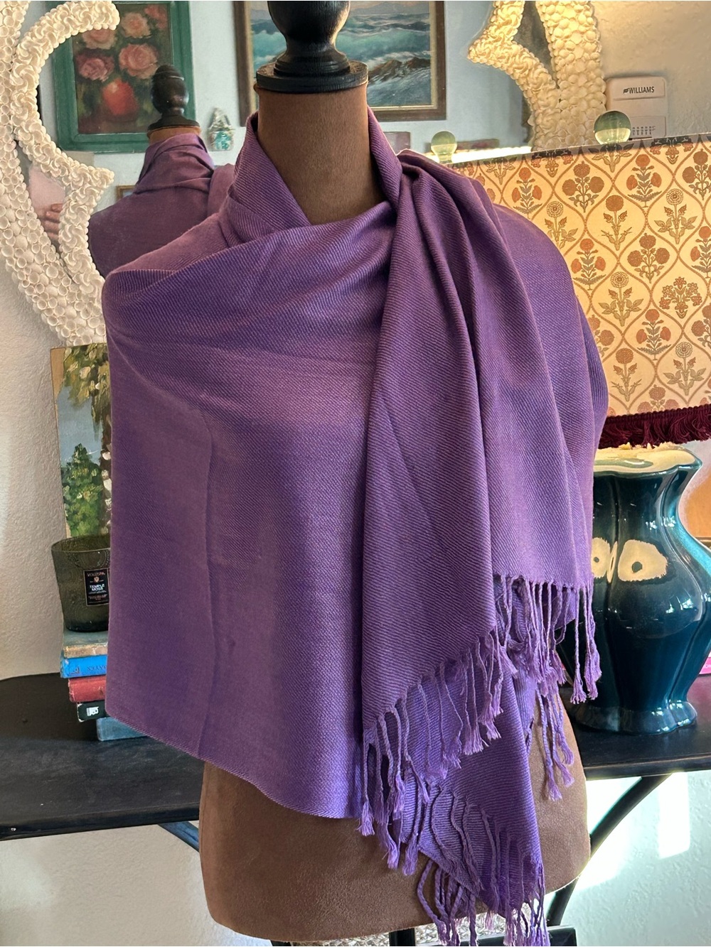Elegant Purple Fringe Pashmina Shawl Wrap - Women Accessories